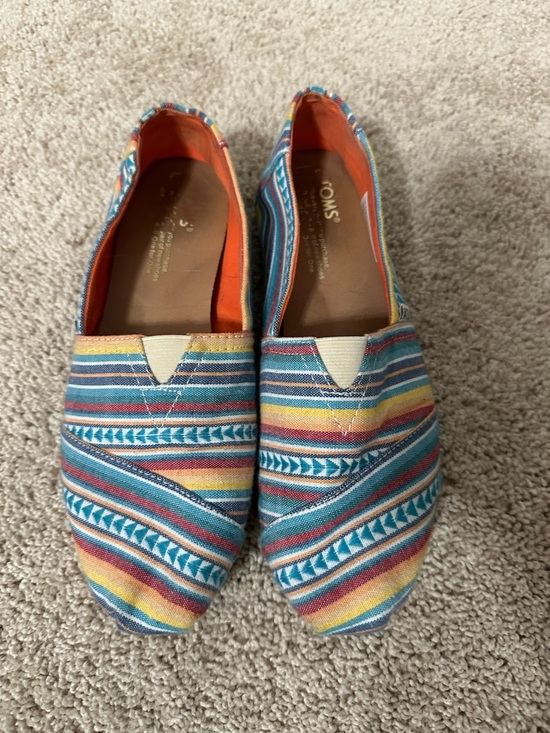 Toms Shoes - Toms Multicolor Striped Canvas Slip-Ons